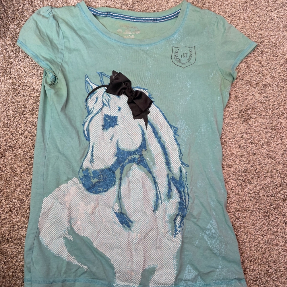 Kids Horse Graphic T-Shirt - Teal